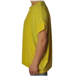 Liu Jo - Oversized T-Shirt with Collar Pattern - Yellow - T-Shirt - Made in Italy - Luxury Exclusive Collection - Avvenice