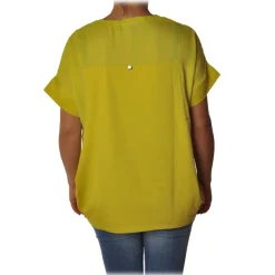 Liu Jo - Oversized T-Shirt with Collar Pattern - Yellow - T-Shirt - Made in Italy - Luxury Exclusive Collection - Avvenice