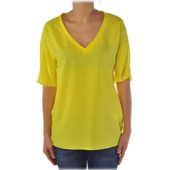 Liu Jo - Oversized V-neck T-Shirt - Yellow - T-Shirt - Made in Italy - Luxury Exclusive Collection - Avvenice
