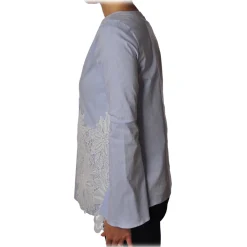 Liu Jo - Pinstripe Patterned Shirt with Embroidery - Light Blue - Shirts - Made in Italy - Luxury Exclusive Collection - Avvenice