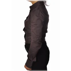 Liu Jo - Shirt with Fabric Rose Detail - Brown - Shirts - Made in Italy - Luxury Exclusive Collection - Avvenice