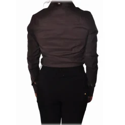 Liu Jo - Shirt with Fabric Rose Detail - Brown - Shirts - Made in Italy - Luxury Exclusive Collection - Avvenice