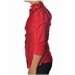Liu Jo - Shirt with Fabric Flower Detail - Red - Shirts - Made in Italy - Luxury Exclusive Collection - Avvenice