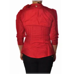 Liu Jo - Shirt with Fabric Flower Detail - Red - Shirts - Made in Italy - Luxury Exclusive Collection - Avvenice