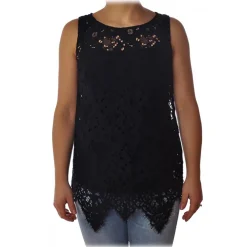 Liu Jo - Sleeveless Lace Top - Black - Made in Italy - Luxury Exclusive Collection - Avvenice
