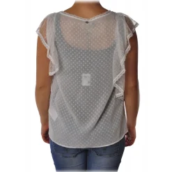 Liu Jo - Top with Lace and Ruffle Details - White - Made in Italy - Luxury Exclusive Collection - Avvenice