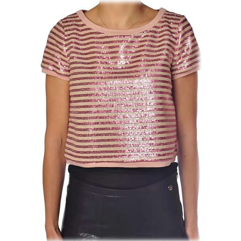 Liu Jo - T-Shirt with Sequins - Pink - T-Shirt - Made in Italy - Luxury Exclusive Collection - Avvenice