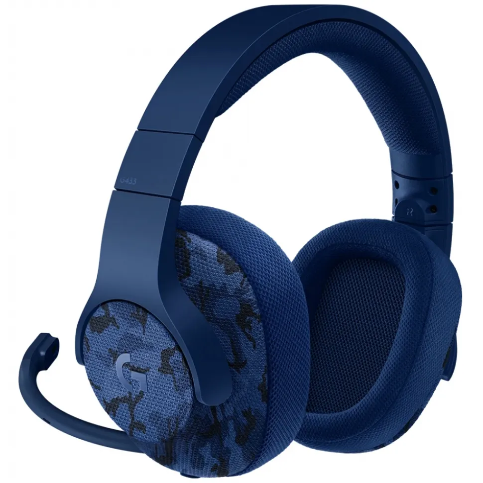 Logitech - G433 7.1 Wired Surround Gaming Headset - Blue Camo - Gaming Headset - Avvenice