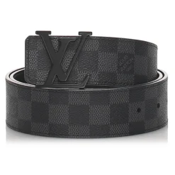 Louis Vuitton Vintage - Damier Graphie Initiales Belt - Black Gray - Leather Belt - Luxury High Quality - Avvenice