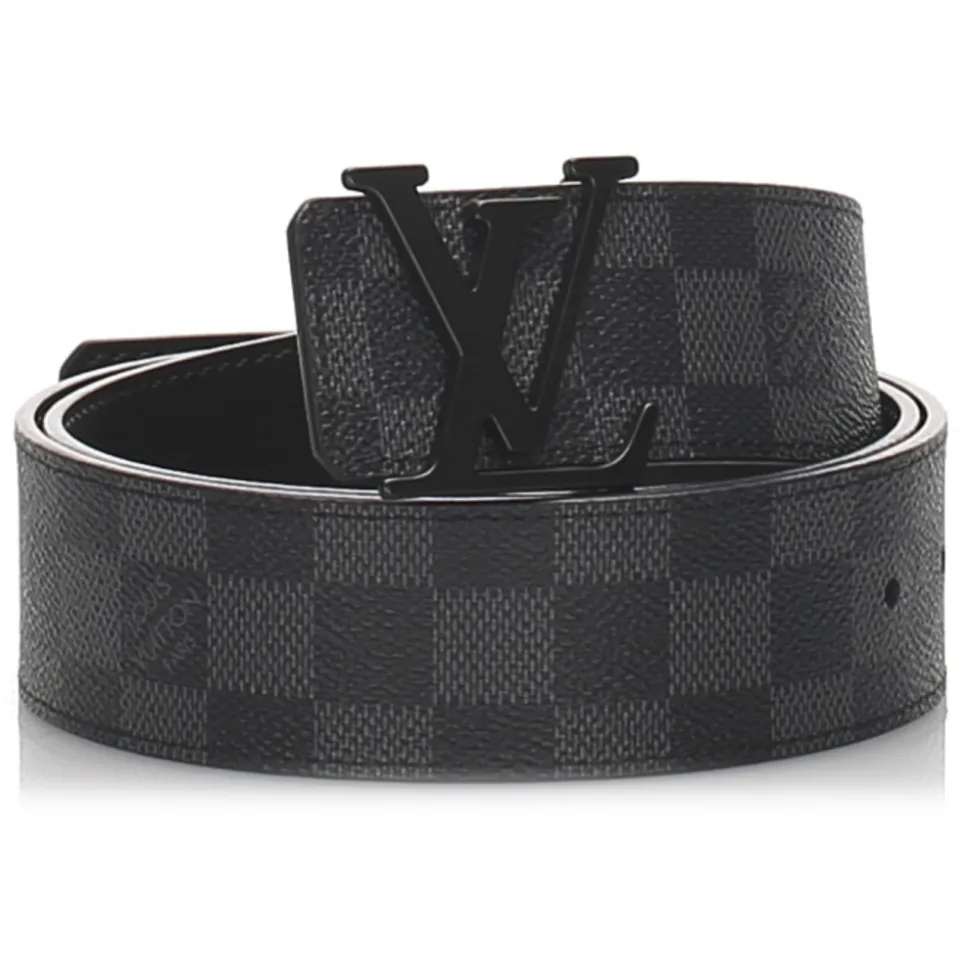 Louis Vuitton Vintage - Damier Graphie Initiales Belt - Black Gray - Leather Belt - Luxury High Quality - Avvenice