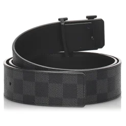 Louis Vuitton Vintage - Damier Graphie Initiales Belt - Black Gray - Leather Belt - Luxury High Quality - Avvenice