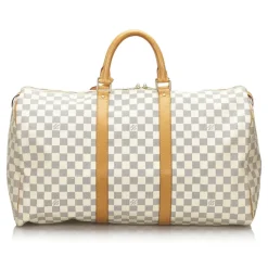 Louis Vuitton Vintage - Damier Azur Keepall 50 Bag - White Ivory Blue - Damier Leather Handbag - Luxury High Quality - Avvenice