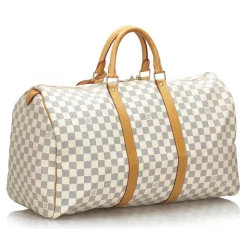 Louis Vuitton Vintage - Damier Azur Keepall 50 Bag - White Ivory Blue - Damier Leather Handbag - Luxury High Quality - Avvenice