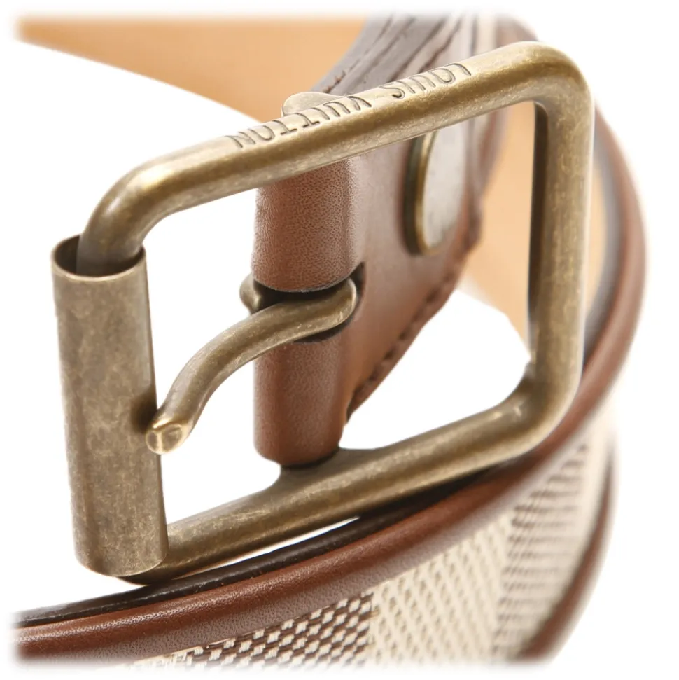 Louis Vuitton Vintage - Damier Azur San Tulle Belt - Blue White - Leather Belt - Luxury High Quality - Avvenice