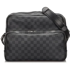 Louis Vuitton Vintage - Damier Graphite Sac Leoh Bag - Black Gray - Damier Canvas and Leather Handbag - Luxury High Quality - Avvenice
