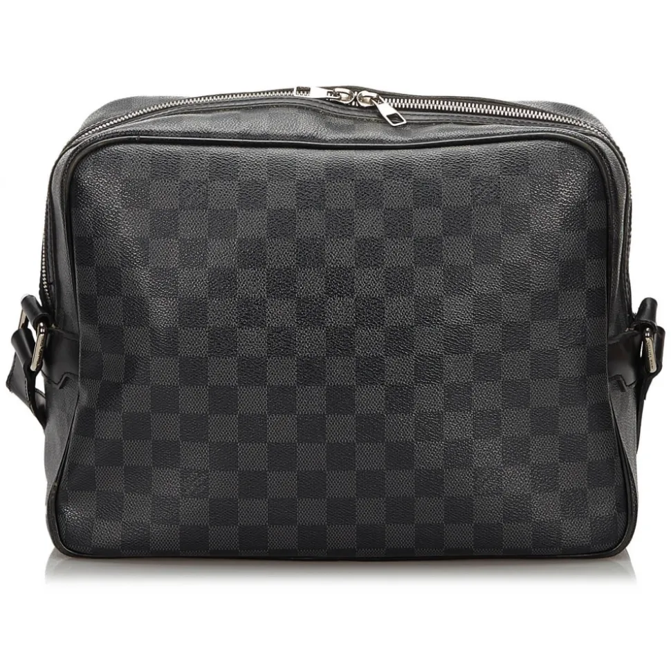 Louis Vuitton Vintage - Damier Graphite Sac Leoh Bag - Black Gray - Damier Canvas and Leather Handbag - Luxury High Quality - Avvenice