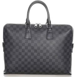 Louis Vuitton Vintage - Damier Graphite Porte Documents Black Gray - Canvas and Calf Leather Business Bag - Luxury High Quality - Avvenice