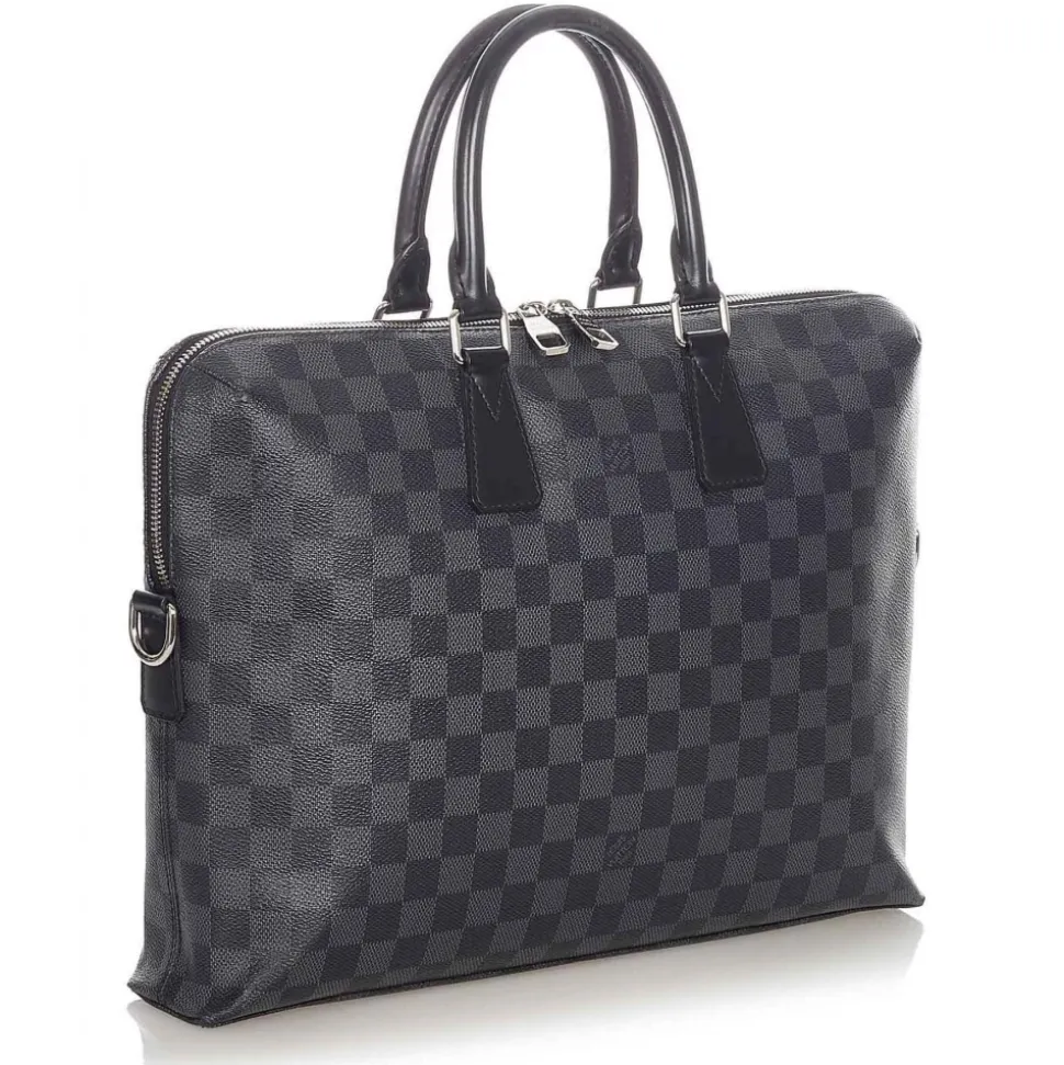 Louis Vuitton Vintage - Damier Graphite Porte Documents Black Gray - Canvas and Calf Leather Business Bag - Luxury High Quality - Avvenice