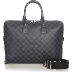 Louis Vuitton Vintage - Damier Graphite Porte Documents Black Gray - Canvas and Calf Leather Business Bag - Luxury High Quality - Avvenice
