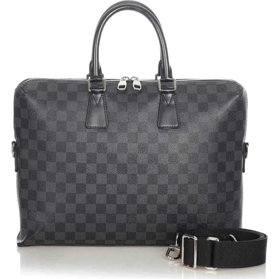 Louis Vuitton Vintage - Damier Graphite Porte Documents Black Gray - Canvas and Calf Leather Business Bag - Luxury High Quality - Avvenice