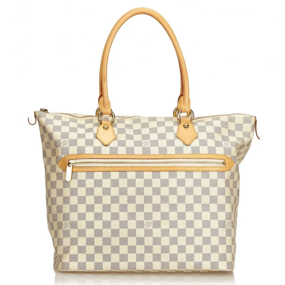 Louis Vuitton Vintage - Damier Azure Saleya GM Bag - White Ivory Blue - Damier Canvas and Leather Handbag - Luxury High Quality - Avvenice