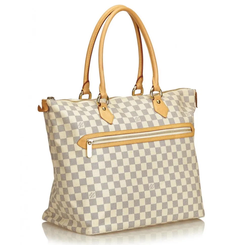 Louis Vuitton Vintage - Damier Azure Saleya GM Bag - White Ivory Blue - Damier Canvas and Leather Handbag - Luxury High Quality - Avvenice