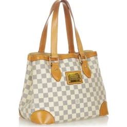 Louis Vuitton Vintage - Damier Hampstead PM White Blue Damier Canvas and Vachetta Leather Shoulder Bag - Luxury High Quality - Avvenice