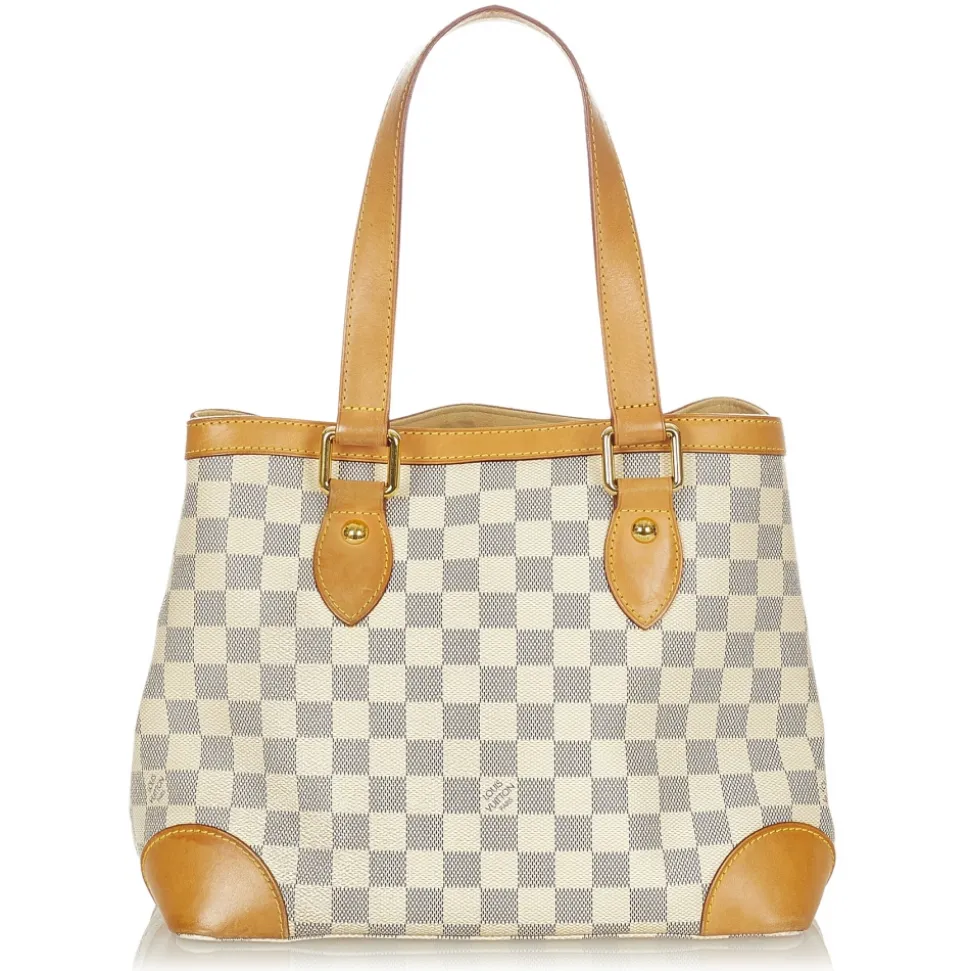 Louis Vuitton Vintage - Damier Hampstead PM White Blue Damier Canvas and Vachetta Leather Shoulder Bag - Luxury High Quality - Avvenice