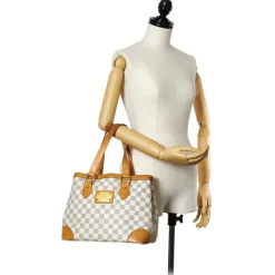 Louis Vuitton Vintage - Damier Hampstead PM White Blue Damier Canvas and Vachetta Leather Shoulder Bag - Luxury High Quality - Avvenice