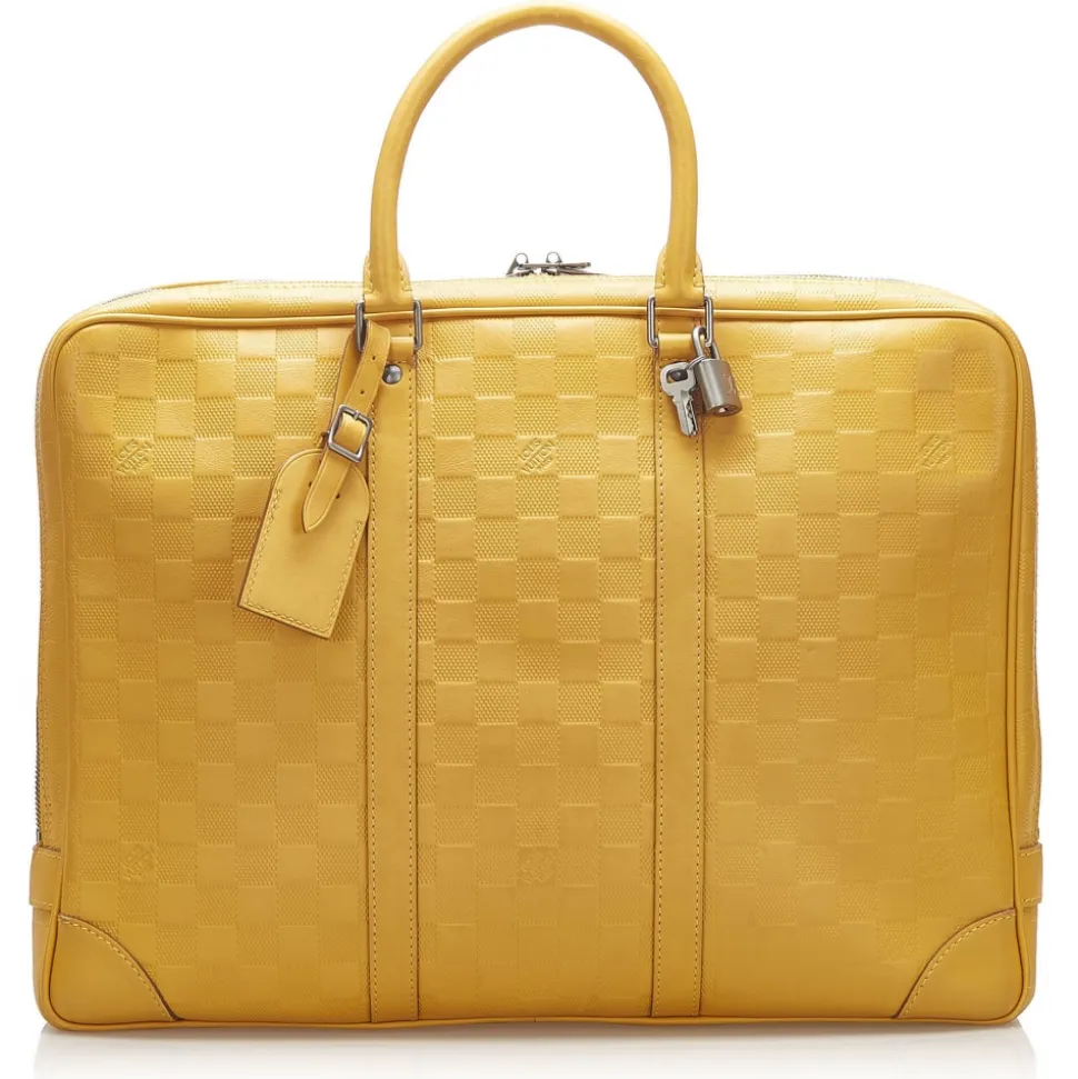 Louis Vuitton Vintage - Damier Infini Porte-Documents Voyage Mustard - Damier Canvas and Calf Leather Bag - Luxury High Quality - Avvenice