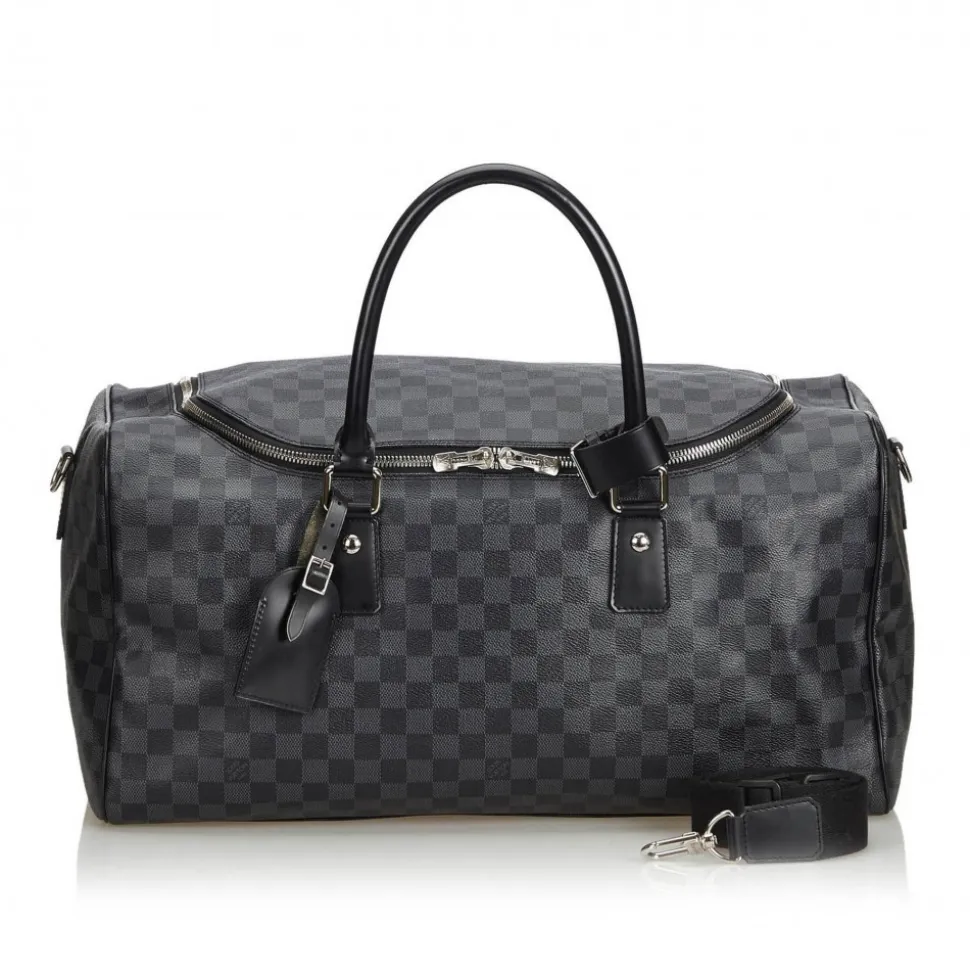 Louis Vuitton Vintage - Damier Ebene Graphite Roadster 50 Bag - Graphite - Damier Canvas and Leather - Luxury High Quality - Avvenice