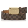 Louis Vuitton Vintage - Damier Ebene Inventeur Belt - Brown Gold - Leather Belt - Luxury High Quality - Avvenice