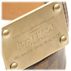 Louis Vuitton Vintage - Damier Ebene Inventeur Belt - Brown Gold - Leather Belt - Luxury High Quality - Avvenice