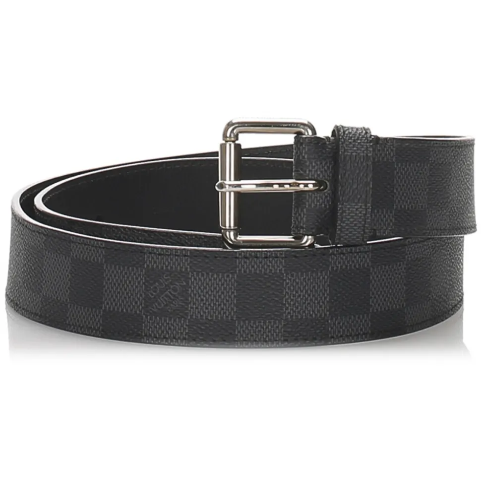 Louis Vuitton Vintage - Damier Graphite City Belt - Black Blue - Leather Belt - Luxury High Quality - Avvenice