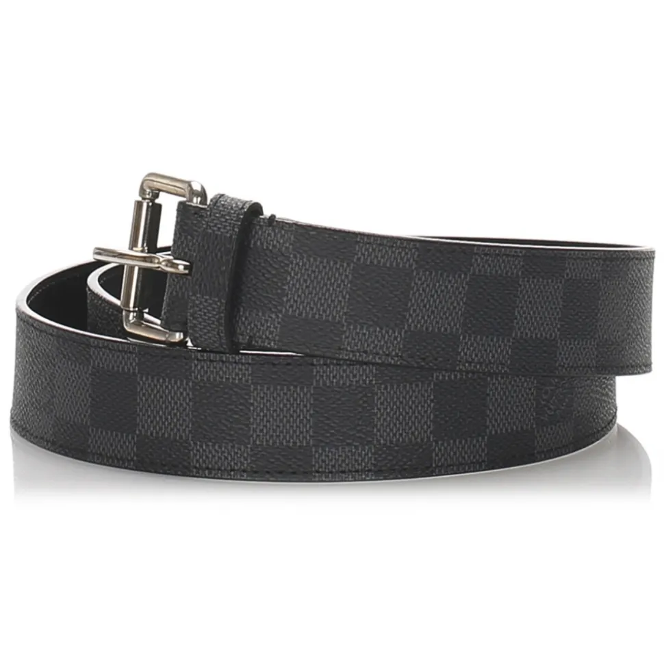 Louis Vuitton Vintage - Damier Graphite City Belt - Black Blue - Leather Belt - Luxury High Quality - Avvenice