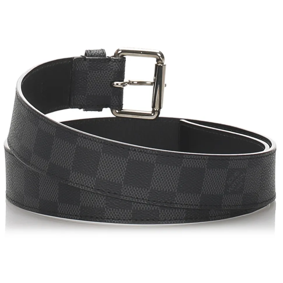 Louis Vuitton Vintage - Damier Graphite City Belt - Black Blue - Leather Belt - Luxury High Quality - Avvenice