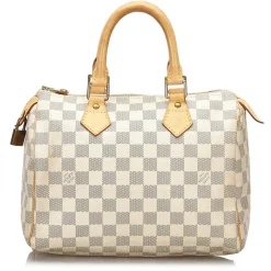 Louis Vuitton Vintage - Damier Azur Speedy 25 Bag - White - Damier Canvas and Vachetta Leather Handbag - Luxury High Quality - Avvenice