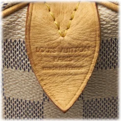 Louis Vuitton Vintage - Damier Azur Speedy 25 Bag - White - Damier Canvas and Vachetta Leather Handbag - Luxury High Quality - Avvenice