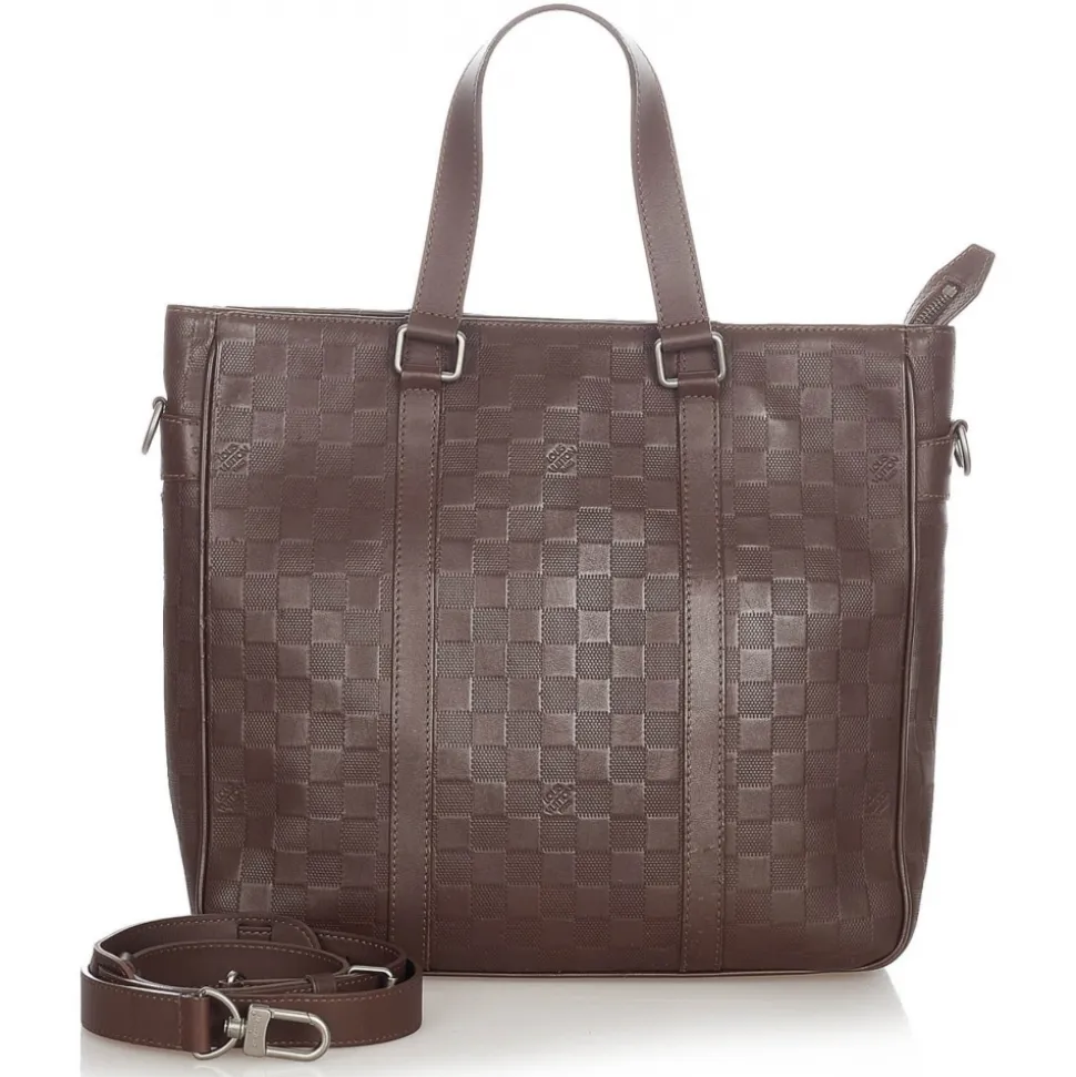 Louis Vuitton Vintage - Damier Infini Tadao - Dark Brown - Calf Leather Satchel - Luxury High Quality - Avvenice