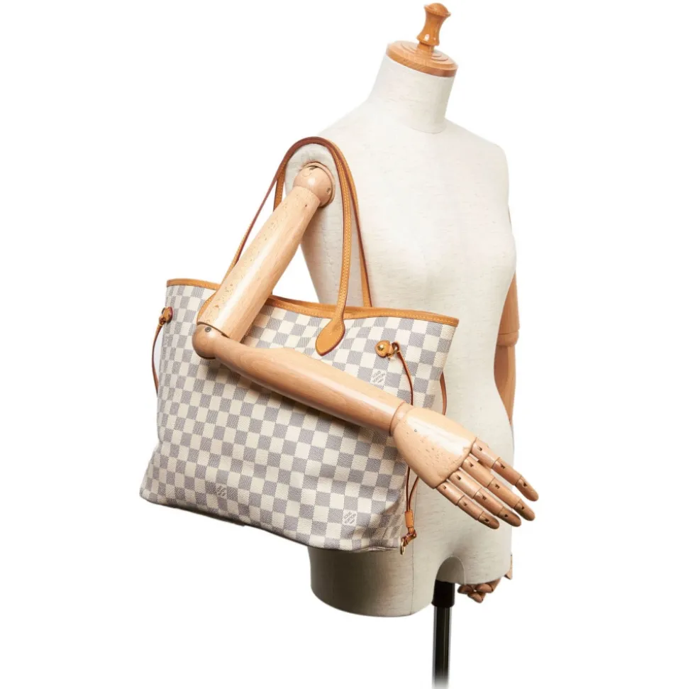 Louis Vuitton Vintage - Damier Azur Neverfull MM Bag - White Ivory Blue - Damier Leather Handbag - Luxury High Quality - Avvenice