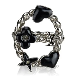 Louis Vuitton Vintage - Metal Bague Sweet Monogram Ring - Silver Black - LV Ring - Luxury High Quality - Avvenice