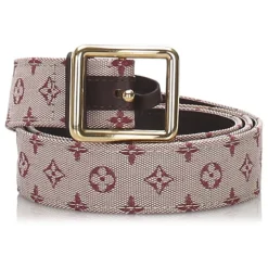 Louis Vuitton Vintage - Monogram Mini Lin Belt - Red Brown Beige - Leather Belt - Luxury High Quality - Avvenice