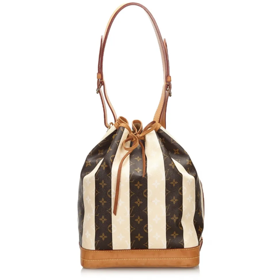 Louis Vuitton Vintage - Monogram Rayures Noe Bag - Brown White - Canvas and Vachetta Leather Handbag - Luxury High Quality - Avvenice