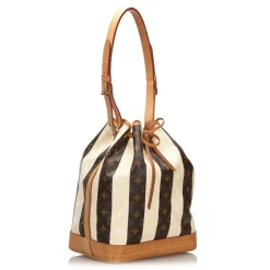 Louis Vuitton Vintage - Monogram Rayures Noe Bag - Brown White - Canvas and Vachetta Leather Handbag - Luxury High Quality - Avvenice
