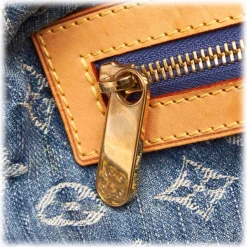 Louis Vuitton Vintage - Monogram Denim Baggy GM Bag - Blue - Denim and Vachetta Leather Handbag - Luxury High Quality - Avvenice
