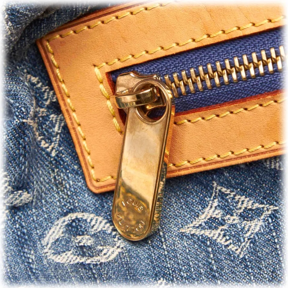 Louis Vuitton Vintage - Monogram Denim Baggy GM Bag - Blue - Denim and Vachetta Leather Handbag - Luxury High Quality - Avvenice