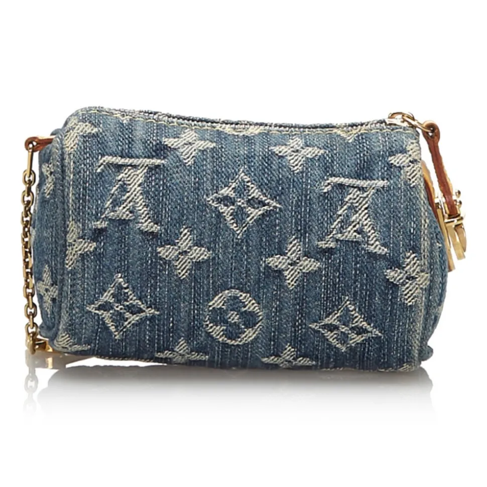 Louis Vuitton Vintage - Monogram Denim Trousse Speedy PM Bag - Denim - Leather Trousse - Luxury High Quality - Avvenice