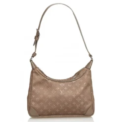 Louis Vuitton Vintage - Monogram Satin Little Boulogne Bag - Brown Bronze - Canvas and Leather Handbag - Luxury High Quality - Avvenice