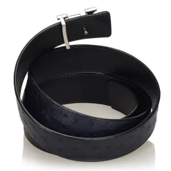 Louis Vuitton Vintage - Ostrich Leather Initiales Belt - Blue Navy - Leather Belt - Luxury High Quality - Avvenice