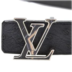 Louis Vuitton Vintage - Ostrich Leather Initiales Belt - Blue Navy - Leather Belt - Luxury High Quality - Avvenice